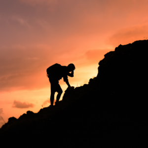 Security as a mountain climb representing continuous security, risk management, and leadership responsibility