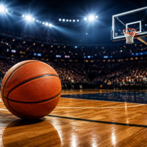 Basketball on professional court representing teamwork, preparation, and NISPOM industrial security compliance